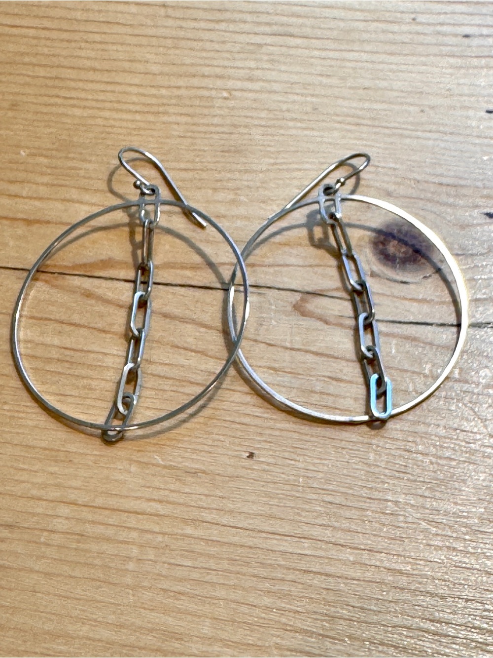 Argentium 935 Sterling Silver Hoop Chain Drop Designer Earrings Women
